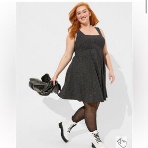 Mini Stretch Boucle Square Neck Fit and Flare Dress NWOT